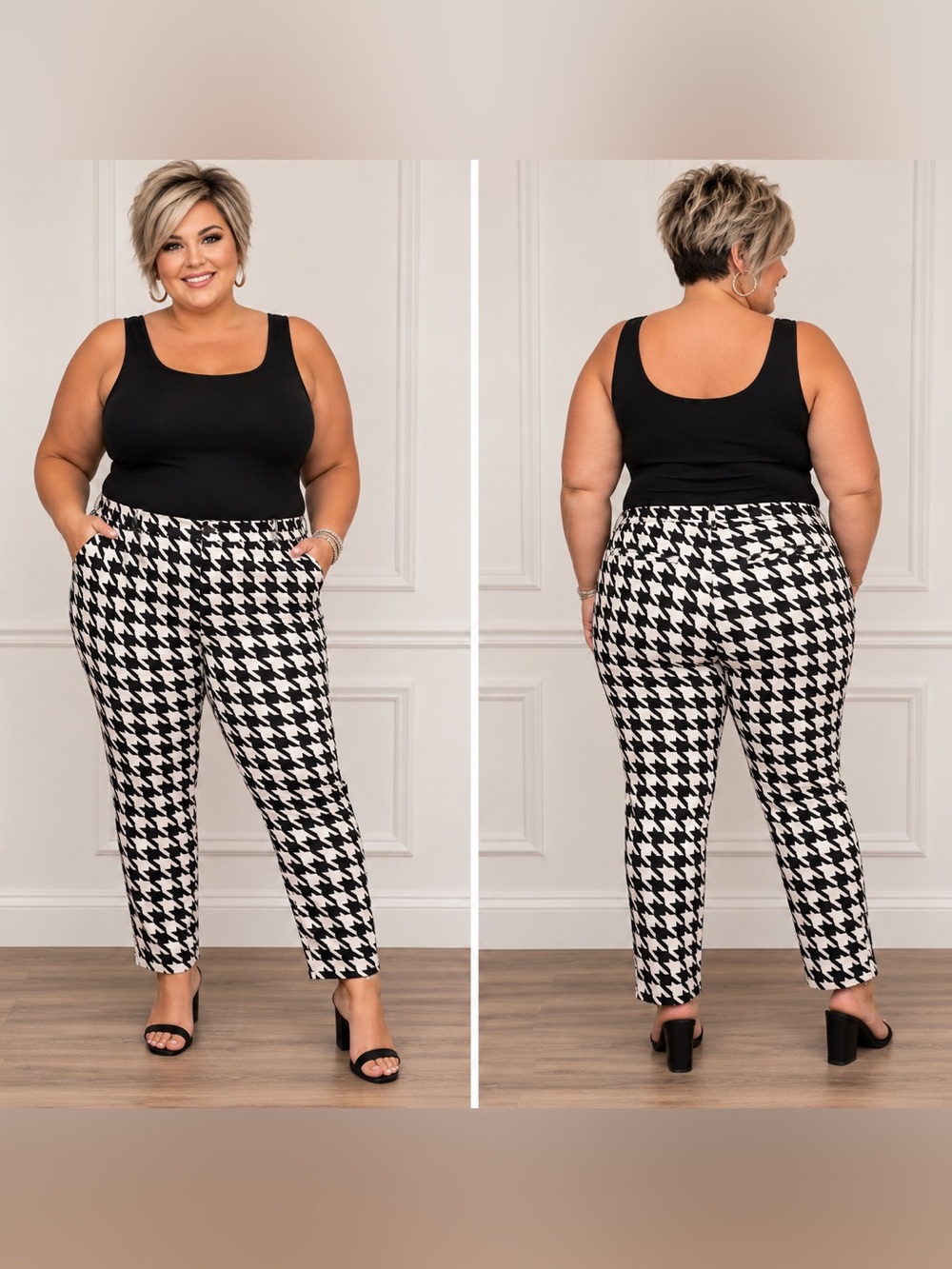 Forever 21 Plus Size Houndstooth Tapered Ankle Pants